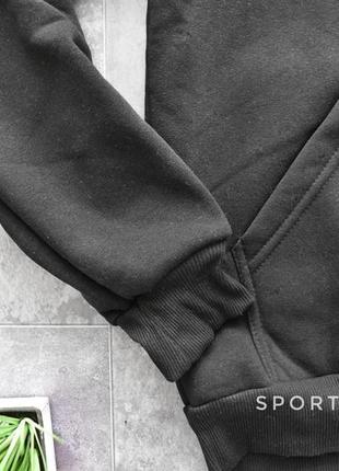 Теплая мужская толстовка jordan (джордан) зима черная с замком, олимпийка (мастерка) тела зимова3 фото