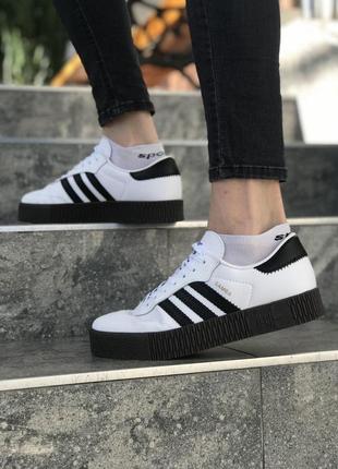 😻adidas samba white black😻жіночі кросівки/кеди адідас самба