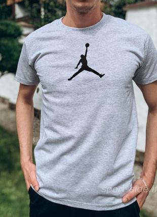 Чоловіча футболка jordan (джордан), сіра (велика емблема) бавовна