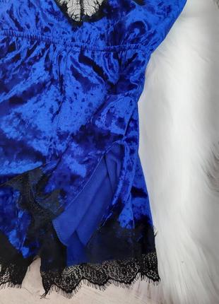 Синяя бархатная пижама ромпер6 фото