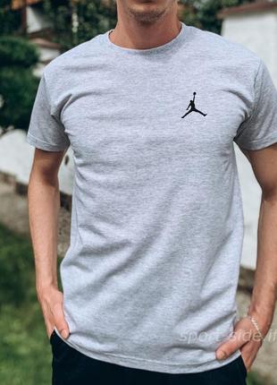 Чоловіча футболка jordan (джордан), сіра (маленька емблема) бавовна