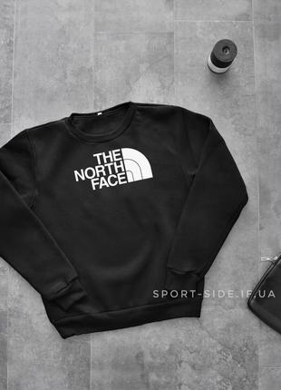 Теплый мужской свитшот the north face(норс фейс)зима черный толстовка чоловічий світшот) теплий зимовий