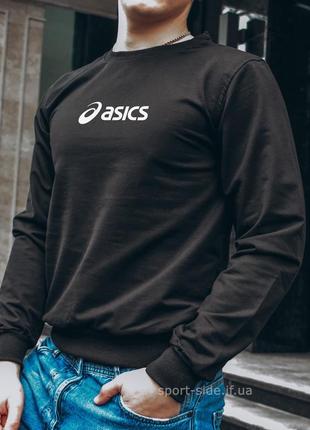 Мужской свитшот asics (асикс) черый (большая эмблема) толстовка лонгслив (чоловічий світшот)