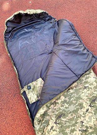 Спальний мішок зимовий з підігрівом до -20 спальник 75х243см теплий з синтепоном. піксель