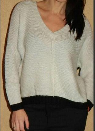 Оригинальный очень теплый вязаный свитер объемный размер 105 фото