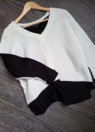 Оригинальный очень теплый вязаный свитер объемный размер 104 фото