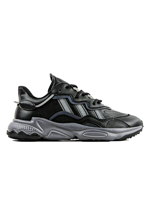 Мужские кожаные кроссовки adidas ozweego black