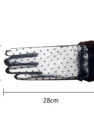 As1028 короткі мереживні рукавички прозорі в крапинку2 фото