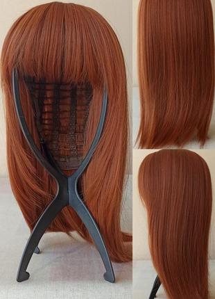 Новый рыжий парик, с чёлкой, термостойкий, парик