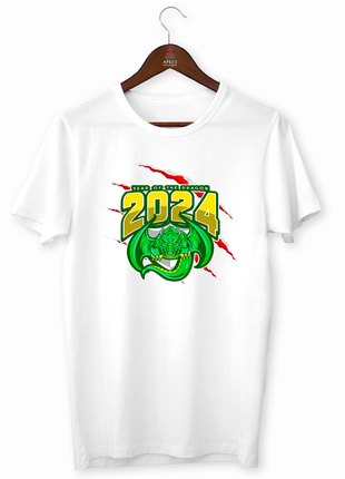Футболка з новорічним принтом "year of the dragon 2024. зелений дракон. рік дракона 2024" push