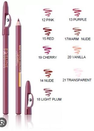 Eveline max intense colour lip liner карандаш для губ