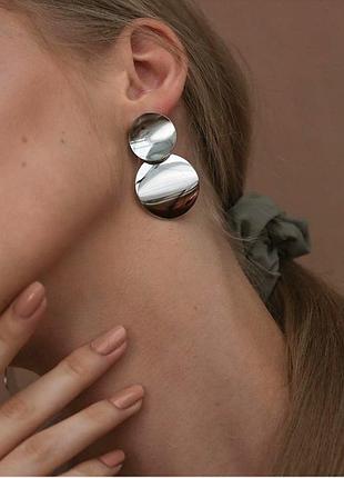Серьги серебристые сережки серёжки