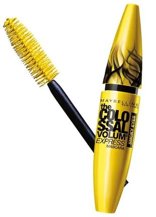 Туш для вій maybelline new york volum express colossal smoky black black (чорний)