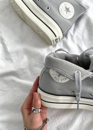 Converse на флисе кеды серые сникерсы кроссовки
