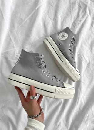 Демисезонні конверси на флісі converse. колір сірий з білим.4 фото