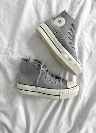 Демисезонні конверси на флісі converse. колір сірий з білим.10 фото