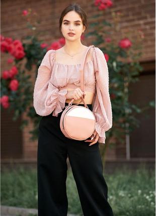 🆕жіноча кругла сумка bale пудра з білим