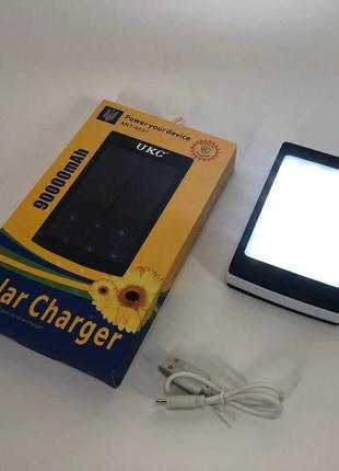 Умб power bank solar 90000 mah мобільне зарядне з сонячною панеллю та лампою, power bank charger батарея9 фото