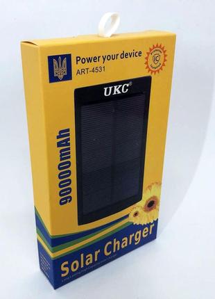 Умб power bank solar 90000 mah мобільне зарядне з сонячною панеллю та лампою, power bank charger батарея7 фото