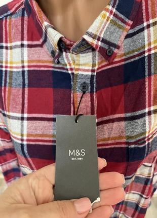 Рубашка  мужская в клетку теплая байка коттон m&s  l-xl8 фото