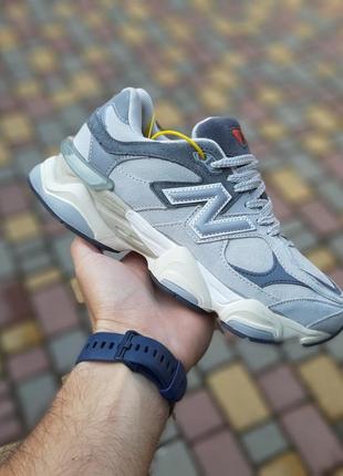 Жіночі зимові замшеві кросівки new balance  9060 світло сірі теплі нью беланс на хутрі