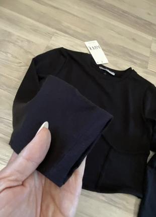 Кроп топ, кофточка, лодочка черная м маломерит как zara3 фото