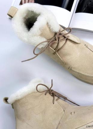 Високі зимові лофери на шнурках із опушкою овчина9 фото