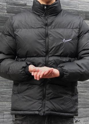 Пуховик nike х nocta big swoosh  черный / зимняя куртка мужская найк нокта бег свуш