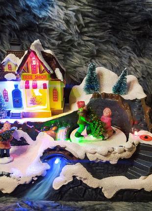 Новогодний каток домик деревня рождественская история инсталляция декорация музыкальная5 фото