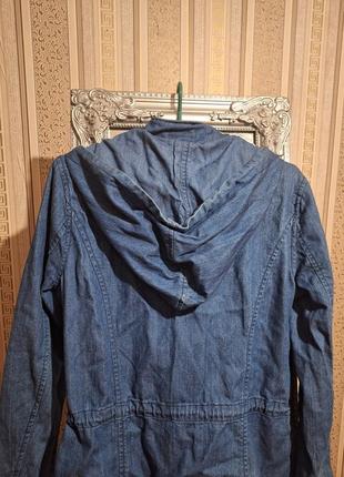 Денимовая джинсовая парка карго пальто куртка с капюшоном6 фото