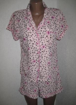 Розовая пижама с шортами peacocks р-р 10-12