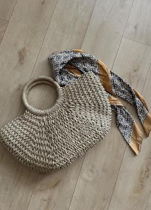 Плетеная сумка из рафии2 фото