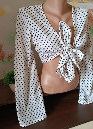 Топ блуза у горох рукава кльош2 фото