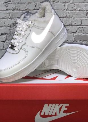 Зимние мужские кроссовки nike air force 1 winter white (мех) 41-425 фото