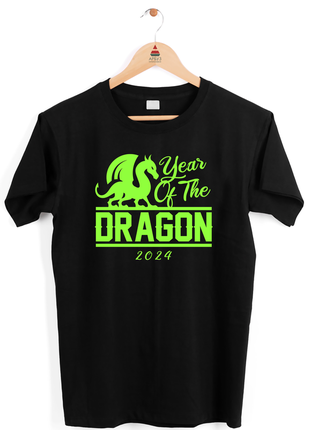 Футболка с новогодним принтом "year of the dragon 2024. зеленый дракон 2024. год дракона 2024"2 фото