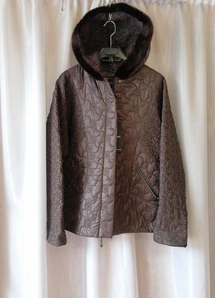 ✅✅✅✅✅✅✅✅✅ куртка демисезон стёганая с капюшоном опушка эко мех размер: 48  ка груди: 65 см.  но тали