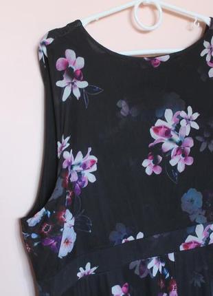 Яркое цветочное эластичное батальное платье, Цветочное платье батал 60-62 г.6 фото