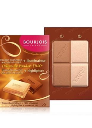 Пудра для лица bourjois paris delice de poudre bronzing duo powder + highlighter 55