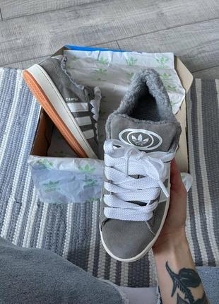 Adidas campus 00s gray сіре хутро (також є чорні)