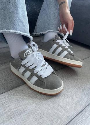 Adidas campus 00s gray сіре хутро (також є чорні)7 фото