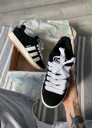 Adidas campus 00s black чорне хутро1 фото