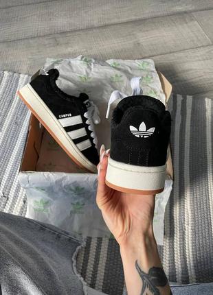 Adidas campus 00s black чорне хутро2 фото