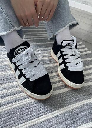 Adidas campus 00s black чорне хутро8 фото