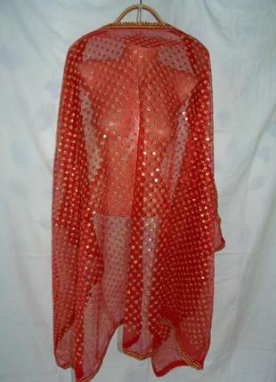 Красная индийская шаль,платок1 фото