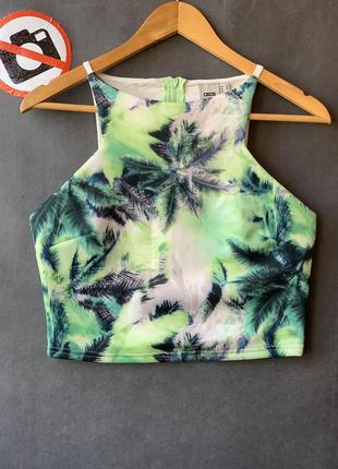 Asos 🎁розпродаж та подарунки🔥  топ на молнии плотный с зеленым принтом пальмы