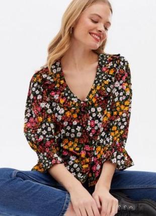 Цветочная блуза под ретро с воротником new look в виде винтажа1 фото