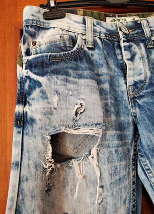 Мужские рваные вареные джинсы на болтах с потертостями amica3 фото
