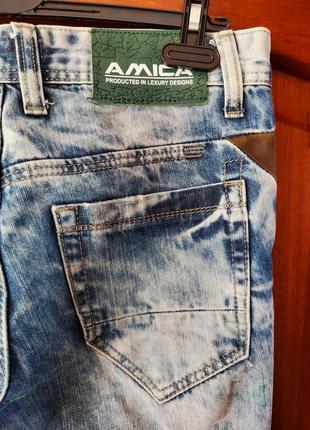 Мужские рваные вареные джинсы на болтах с потертостями amica6 фото
