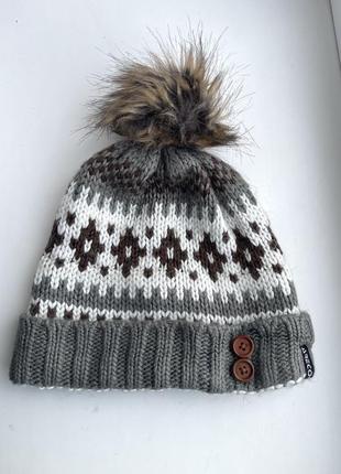 Зимова в‘язана шапка areco унісекс утеплена в стилі jack wolfskin