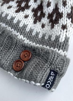 Зимняя вязанная шапка areco унисекс теплая в стиле jack wolfskin3 фото